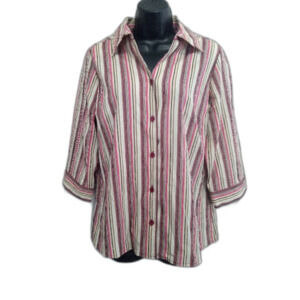 Allison Daley Shirt Size 10 Button Down Stripe Casual Business Career Daily Wear